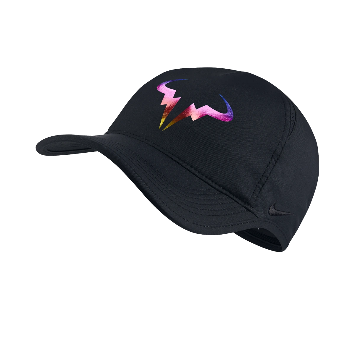 Nike Rafa Iridescent Featherlight hat in Black w/Rainbow Foil [835535-010] from the Fall 2016 tennis collection
